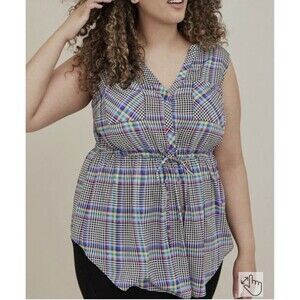 Torrid Emma Babydoll Challis Plaid Tunic Top Size 2X BY4115